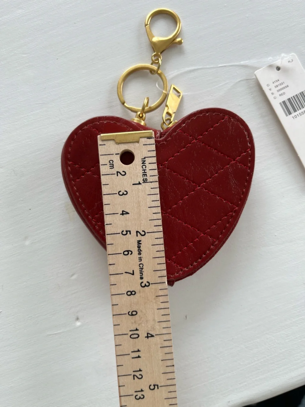 Anthropologie Red Heart Shaped Key Chain/Tiny Purse - Picture 4 of 6